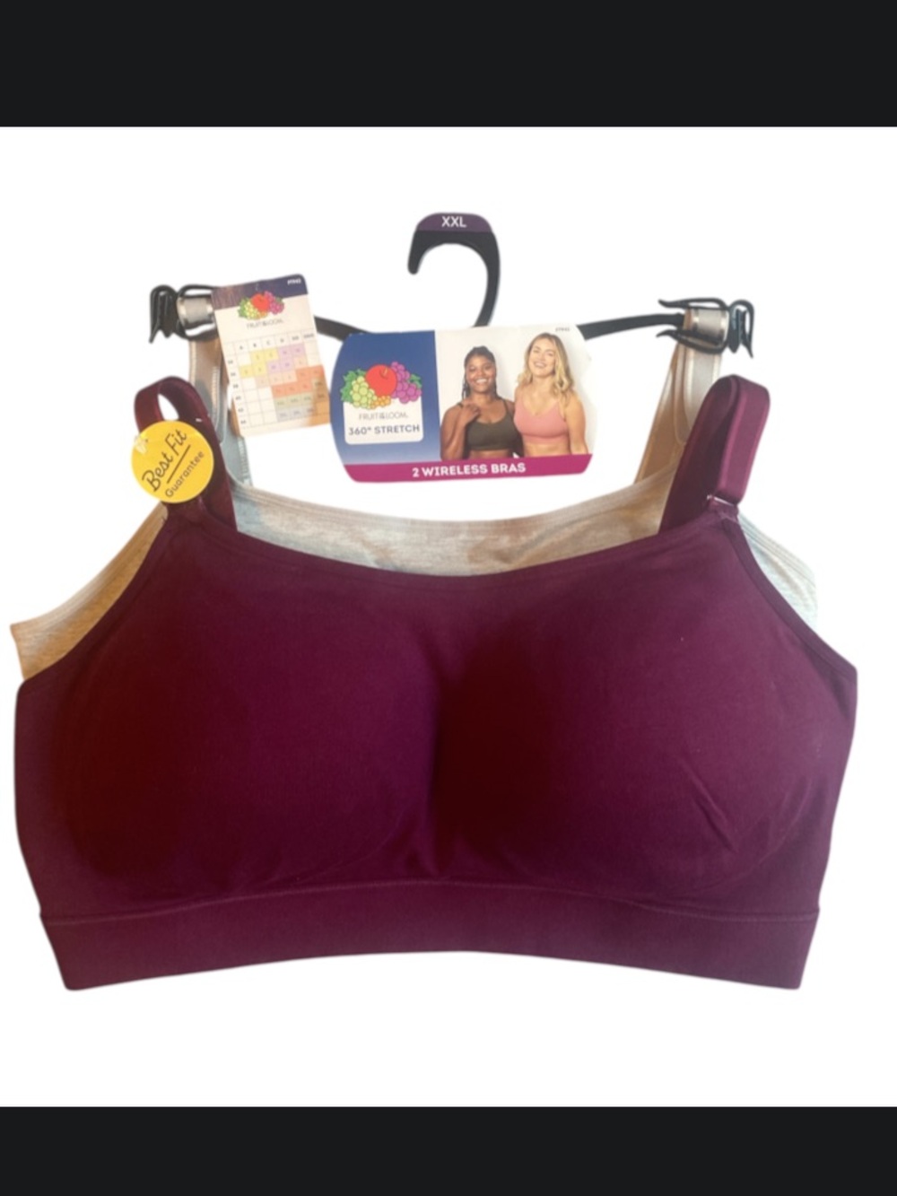 Fruit of the Loom Wireless Bra 2-Pack - Plum and Beige